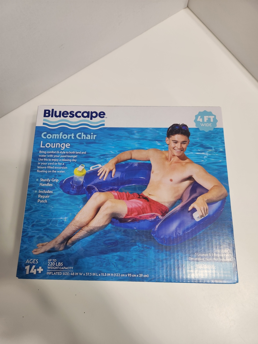 Bluescape Comfort Chair Lounge - Blue Inflatable Pool Seat chair - Picture 2 of 3